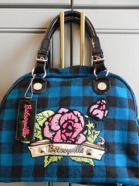Betseyville By Betsey Johnson Plaid Y2K Shoulder Bag Dome Tote.